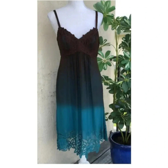 Sue Wong Floral 100% Silk Ombre Lace Slip Dress Size 2 - Picture 1 of 10